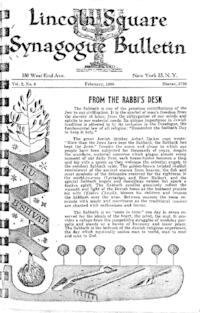 Lincoln Square Synagogue Bulletin Vol. 2 No. 6