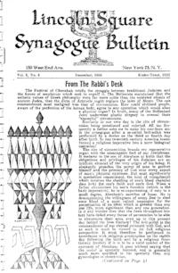 Lincoln Square Synagogue Bulletin Vol. 3 No. 4