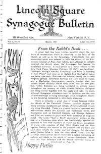 Lincoln Square Synagogue Bulletin Vol. 3 No. 6