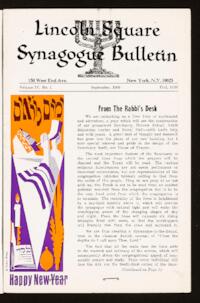 Lincoln Square Synagogue Bulletin Vol. IV No. 1