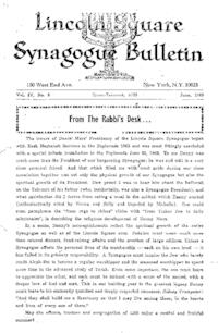 Lincoln Square Synagogue Bulletin Vol. IV No. 8