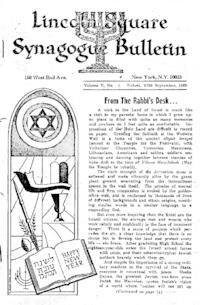 Lincoln Square Synagogue Bulletin Vol. V No. 1