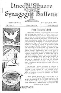 Lincoln Square Synagogue Bulletin Vol. V No. 6
