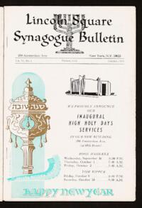 Lincoln Square Synagogue Bulletin Vol. VI No. 1