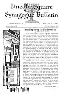 Lincoln Square Synagogue Bulletin