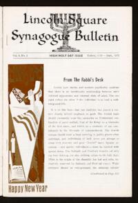 Lincoln Square Synagogue Bulletin Vol. 8 No. 1