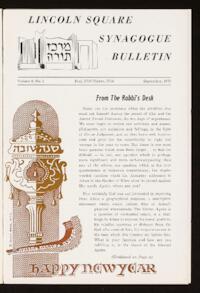 Lincoln Square Synagogue Bulletin Vol. 9 No. 1