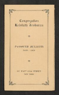 Kehilath Jeshurun Bulletin