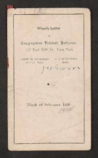 Kehilath Jeshurun Bulletin