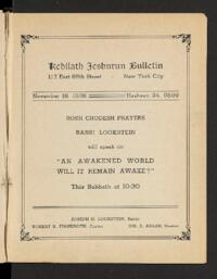 Kehilath Jeshurun Bulletin