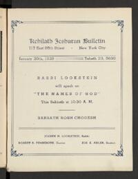 Kehilath Jeshurun Bulletin