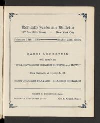Kehilath Jeshurun Bulletin