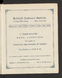 Kehilath Jeshurun Bulletin