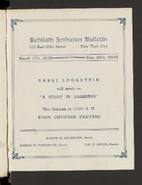 Kehilath Jeshurun Bulletin