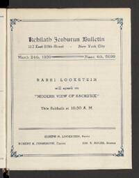 Kehilath Jeshurun Bulletin