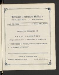 Kehilath Jeshurun Bulletin
