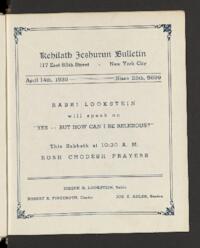 Kehilath Jeshurun Bulletin