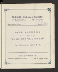 Kehilath Jeshurun Bulletin