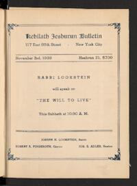Kehilath Jeshurun Bulletin