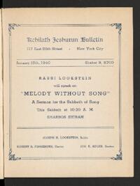Kehilath Jeshurun Bulletin