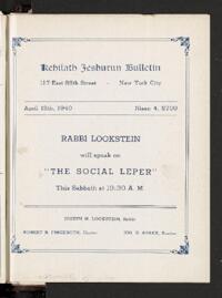 Kehilath Jeshurun Bulletin