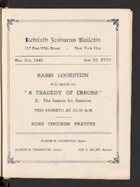 Kehilath Jeshurun Bulletin