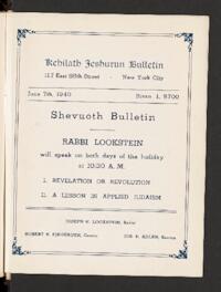 Kehilath Jeshurun Bulletin
