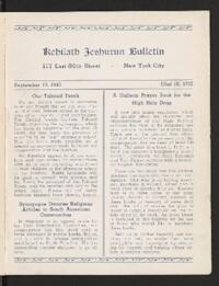 Kehilath Jeshurun Bulletin
