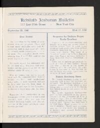 Kehilath Jeshurun Bulletin