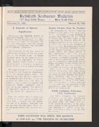 Kehilath Jeshurun Bulletin