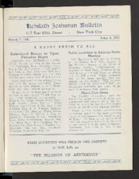 Kehilath Jeshurun Bulletin
