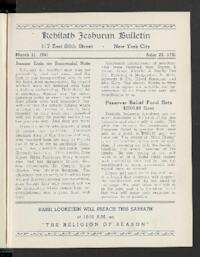 Kehilath Jeshurun Bulletin