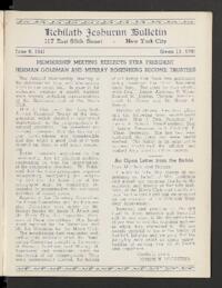 Kehilath Jeshurun Bulletin