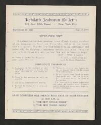 Kehilath Jeshurun Bulletin