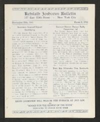Kehilath Jeshurun Bulletin
