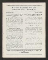 Kehilath Jeshurun Bulletin