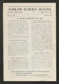 Kehilath Jeshurun Bulletin