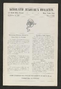 Kehilath Jeshurun Bulletin