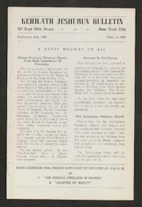 Kehilath Jeshurun Bulletin