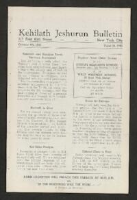 Kehilath Jeshurun Bulletin
