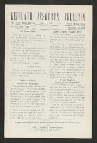 Kehilath Jeshurun Bulletin
