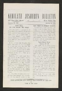 Kehilath Jeshurun Bulletin