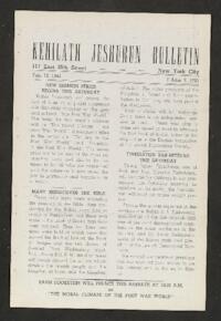 Kehilath Jeshurun Bulletin