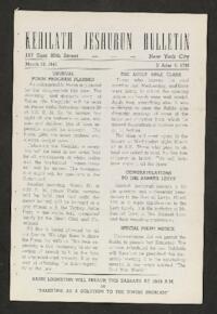 Kehilath Jeshurun Bulletin