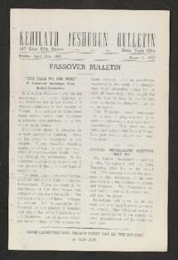 Kehilath Jeshurun Bulletin