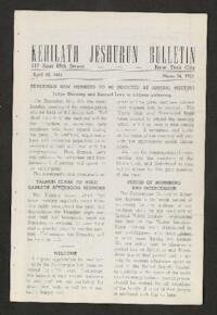 Kehilath Jeshurun Bulletin