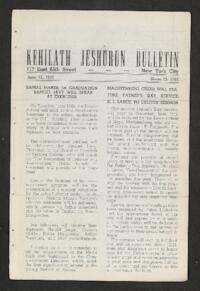 Kehilath Jeshurun Bulletin