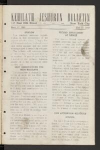 Kehilath Jeshurun Bulletin
