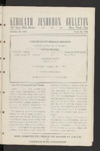 Kehilath Jeshurun Bulletin