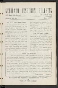 Kehilath Jeshurun Bulletin